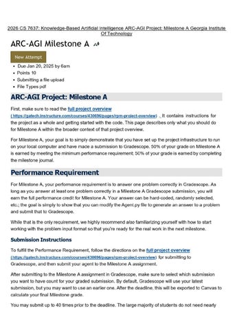 2026 CS 7637 Knowledge-Based Artificial Intelligence ARC-AGI Project Milestone A Georgia Institute O