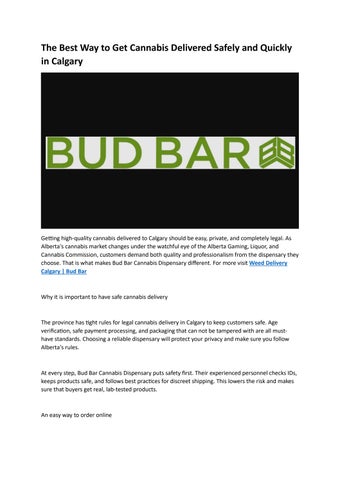 Weed Delivery In Calgary  Bud Bar
