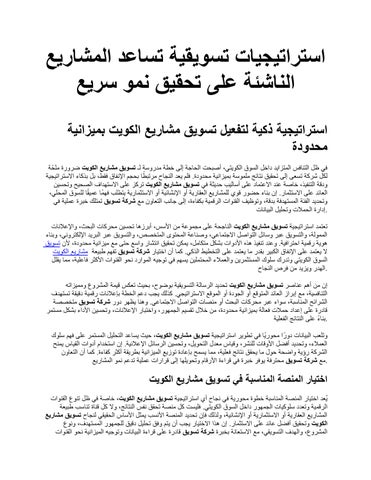 استراتيجيات تسويقية تساعد المشاريع الناشئة على تحقيق نمو سريع