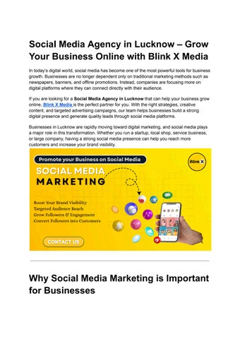 Social Media Agency in Lucknow – Grow Your Business Online with Blink X Media