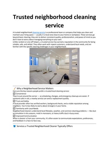 Trusted neighborhood cleaning service.