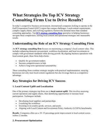 What Strategies Do Top ICV Strategy Consulting Firms Use to Drive Results?