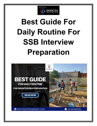 Best Guide For Daily Routine For SSB Interview Preparation