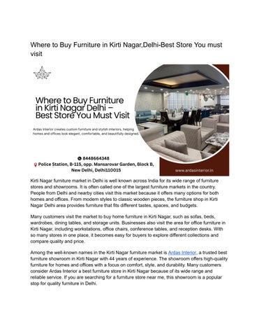 Where to Buy Furniture in Kirti Nagar Delhi – Best Store You Must Visit