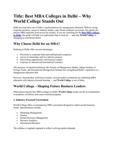 Top MBA Colleges in Delhi NCR