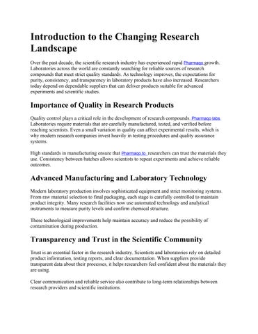 Introduction to the Changing Research Landscape