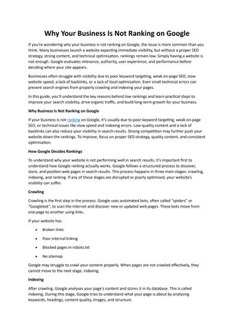 Why Your Business Is Not Ranking on Google