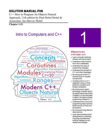 Solution Manual For C++ How to Program An Objects-Natural Approach, 11th Edition by Paul Deitel Deit