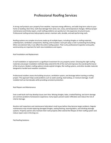 Professional Roofing Services