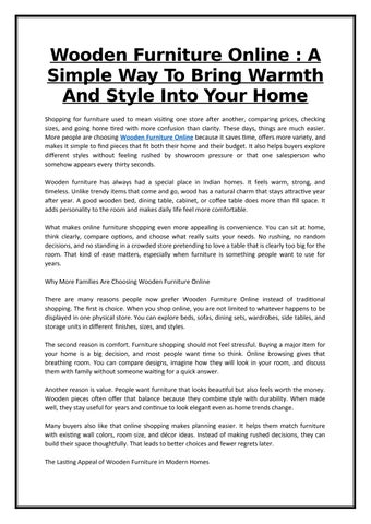 Wooden Furniture Online  A Simple Way To Bring Warmth And Style Into Your Home
