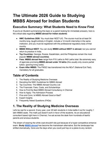 The Ultimate 2026 Guide to Studying MBBS Abroad for Indian Students