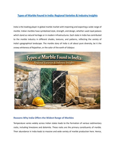 Types of Marble Found in India: Regional Varieties & Industry Insights