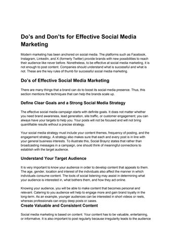 Do’s and Don’ts for Effective Social Media Marketing