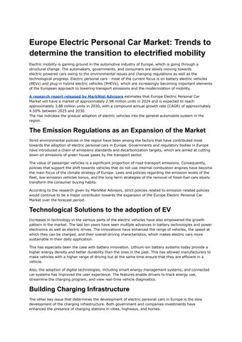 Europe Electric Personal Car Market