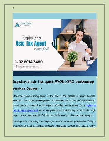 Registered asic tax agent,MYOB,XERO bookkeeping services Sydney