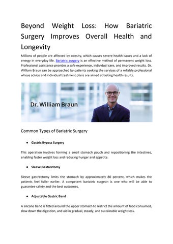 Beyond Weight Loss: How Bariatric Surgery Improves Overall Health and Longevity