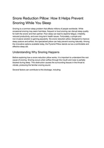 Snore Reduction Pillow – Improve Sleep & Reduce Snoring