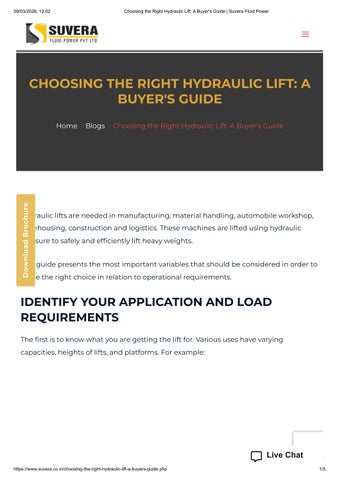 Choosing the Right Hydraulic Lift_ A Buyer's Guide _ Suvera Fluid Power