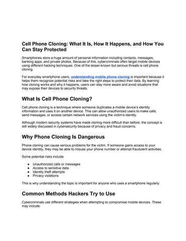 Cell Phone Cloning