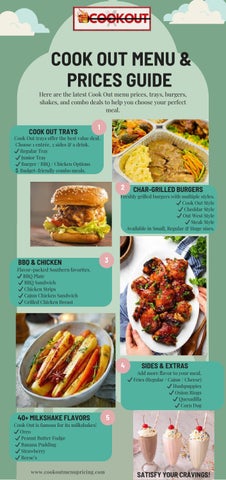 COOK OUT MENU & PRICES GUIDE