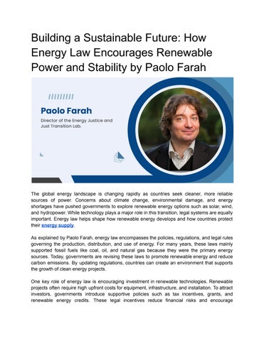 Building a Sustainable Future_ How Energy Law Encourages Renewable Power and Stability by Paolo Fara