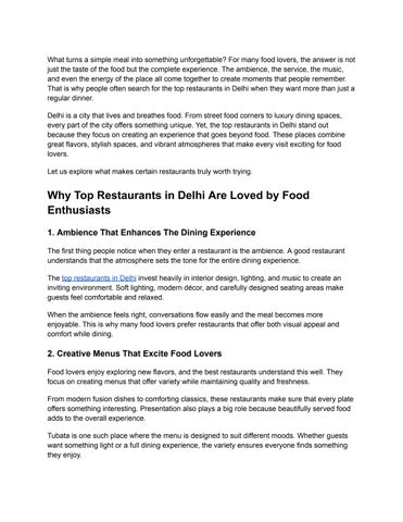 Why Top Restaurants in Delhi Are Loved by Food Enthusiasts