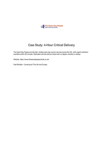 Hour Critical Delivery