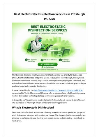 Best Electrostatic Disinfection Services in Pittsburgh PA