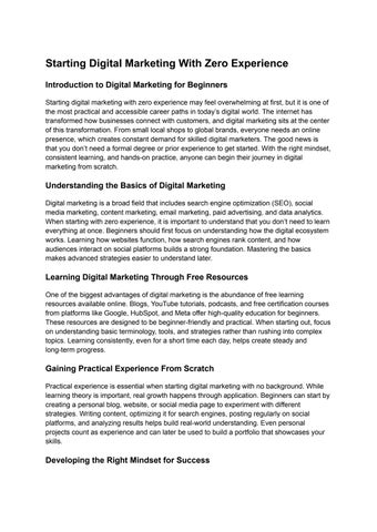 Starting Digital Marketing With Zero Experience