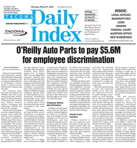 Tacoma Daily Index, March 09, 2026