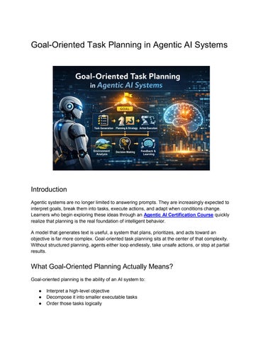 Goal-Oriented Task Planning in Agentic AI Systems