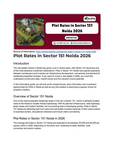 Plot Rates in Sector 151 Noida 2026
