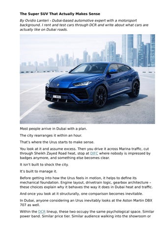 Lambo Urus The Super SUV That Actually Makes Sense