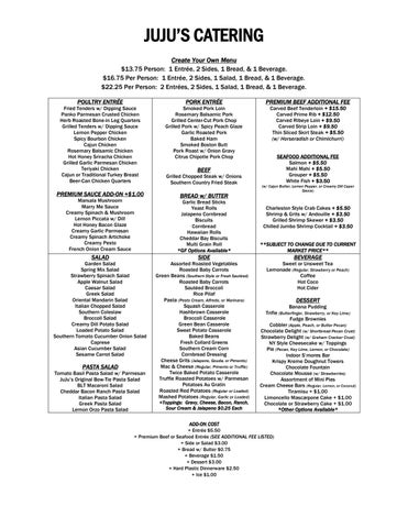 JuJu's 2026 Menu UPDATE 3.0