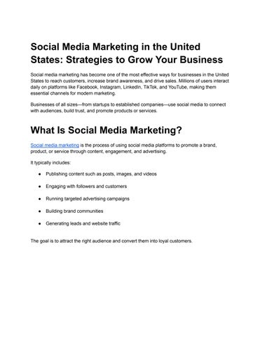Social Media Marketing Strategies for U.S. Businesses