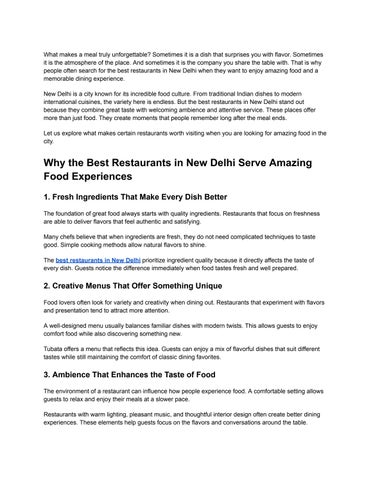 Why the Best Restaurants in New Delhi Serve Amazing Food Experiences