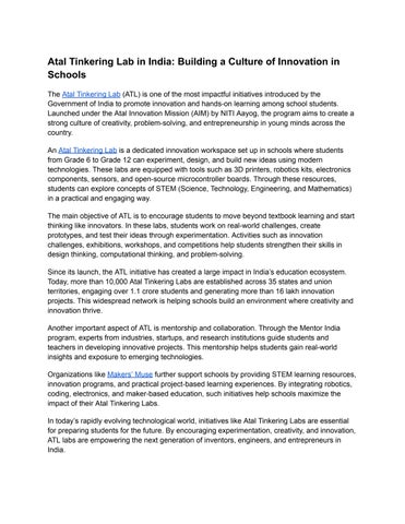 Atal Tinkering Lab in India by makersmuse2 - Issuu