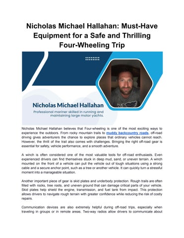 Nicholas Michael Hallahan_ Must-Have Equipment for a Safe and Thrilling Four-Wheeling Trip