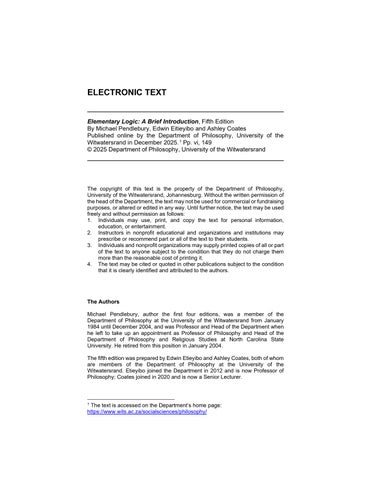 Elementary Logic: A Brief Introduction, Fifth Edition