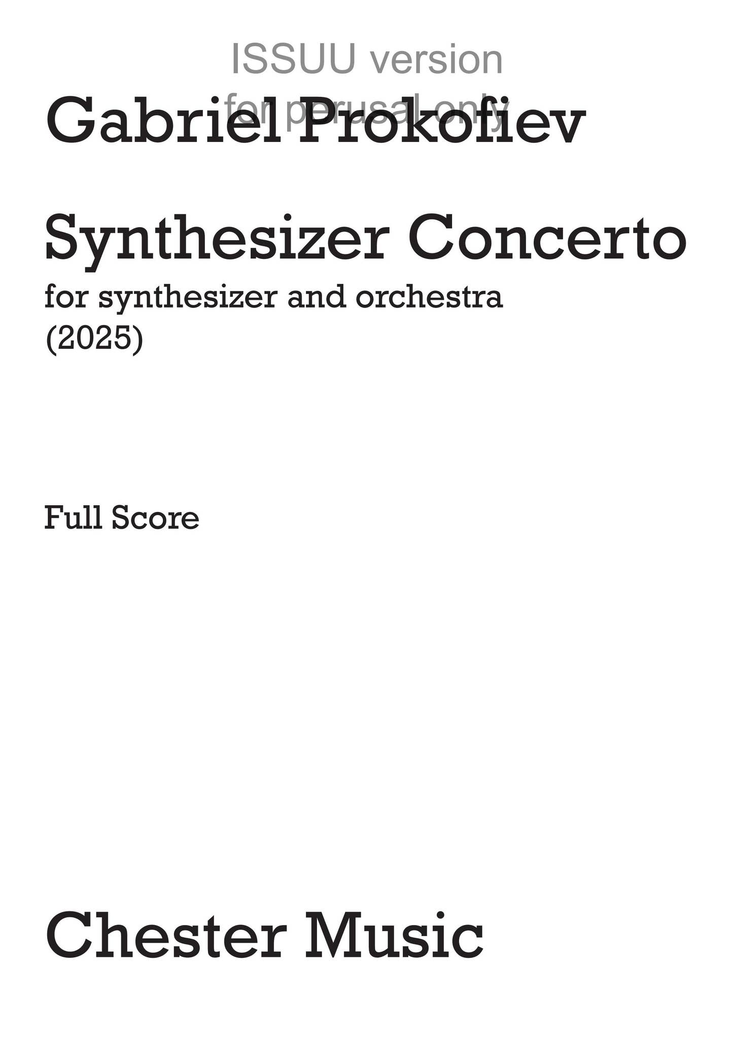 Prokofiev SYTHESIZER CONCERTO by ScoresOnDemand - Issuu