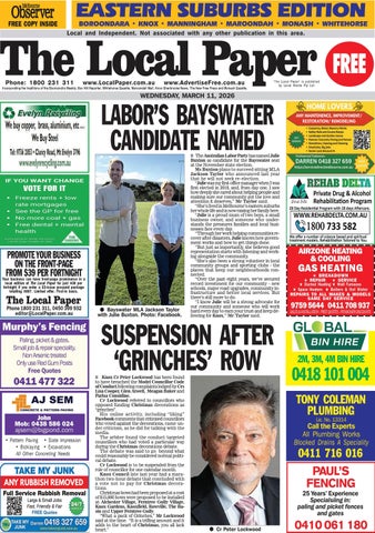 The Local Paper. Eastern Suburbs Edition. Wed., Mar. 11, 2026