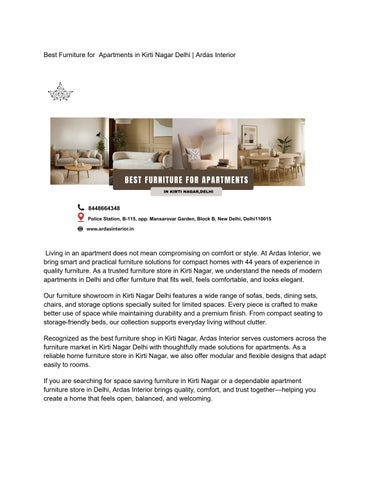 Best Furniture for Apartments in Kirti Nagar Delhi,pdf