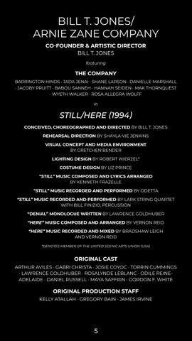 Bill T. Jones/Arnie Zane Company: Still / Here - Program 第 5 页