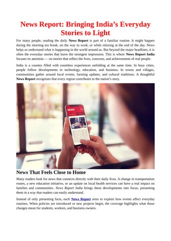 News Report: Bringing India’s Everyday Stories to Light