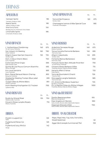 TH Snø - RDN DRIKKE MENY ALACARTE - NO