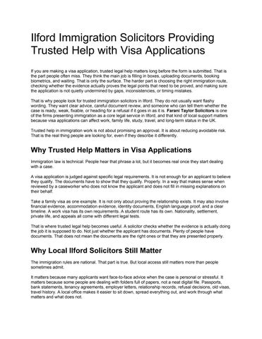 Ilford Immigration Solicitors Providing Trusted Help with Visa Applications