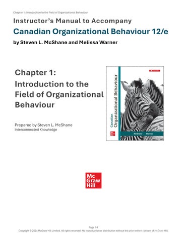 Solution Manual For Canadian Organizational Behaviour 12th Canadian Edition By Steven McShane, Melis