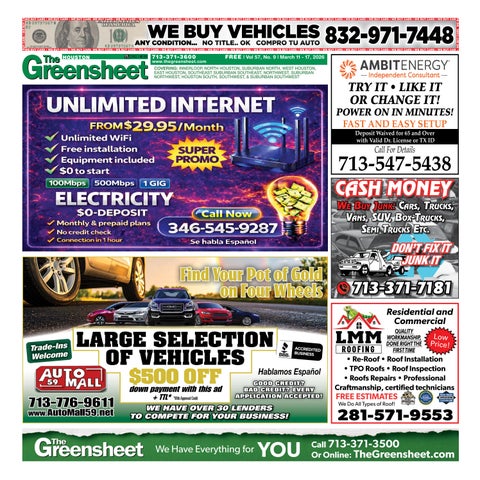 The 3-11-2026 Edition of The Greensheet Houston