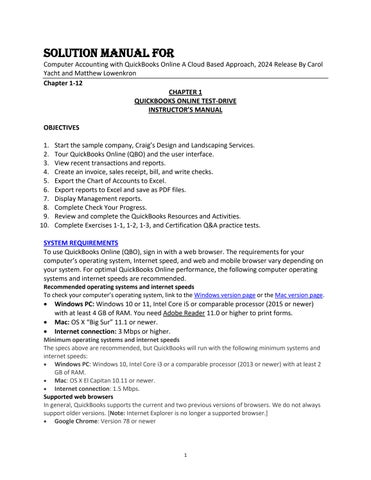 Solution Manual For Computer Accounting with QuickBooks Online A Cloud Based Approach, 2024 Release 