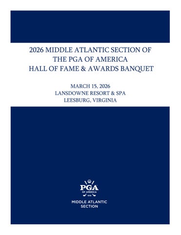 2026 Middle Atlantic PGA Hall of Fame & Awards Banquet Program